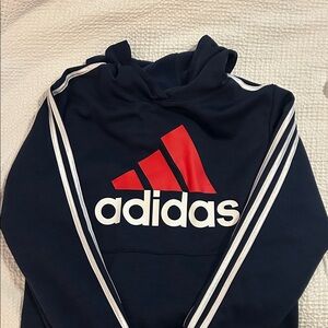 Adidas Kids Hoodie in Navy with Red and White Accents